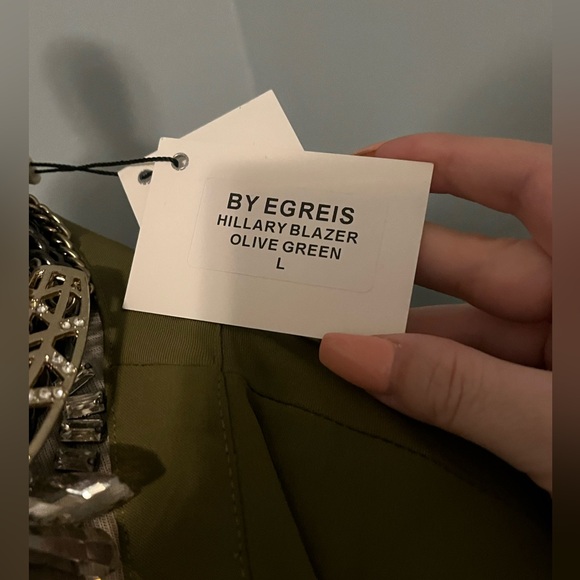 NWT ByEgreis Hillary Olive green blazer sz L - Picture 3 of 3